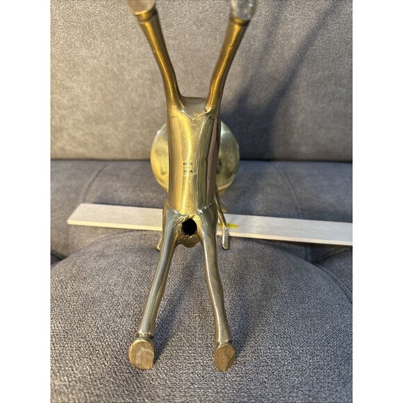 Vintage Brass Reindeer Buck Pillar Heavy Candle Holder - Picture 10 of 14